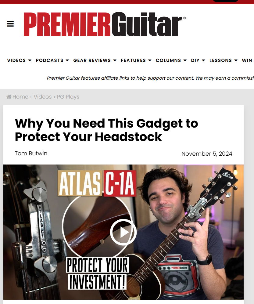 Load video: The Atlas-C1 guitar headstock support and protection tool